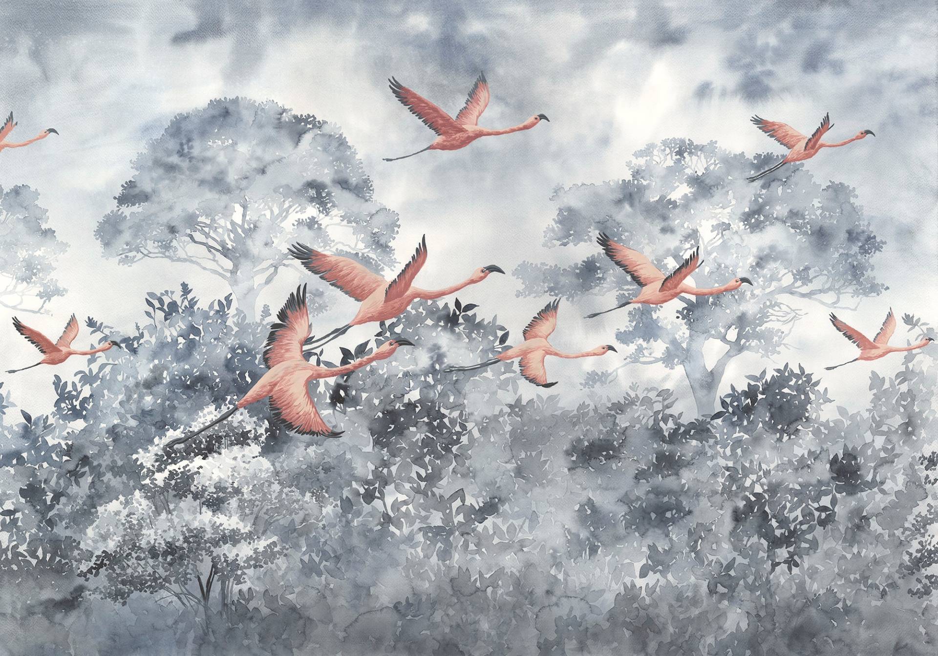 Komar Vliestapete "Flamingos in the Sky" von Komar