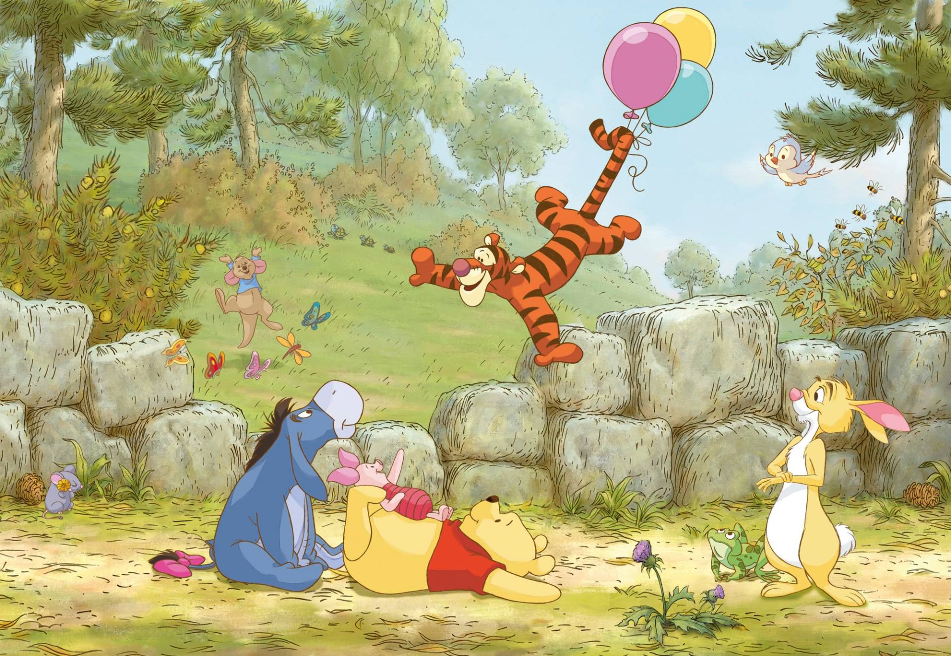 Komar Fototapete "Winnie the Pooh Ballooning - Größe 368 x 254 cm" bedruckt glatt Kinderzimmer von Komar