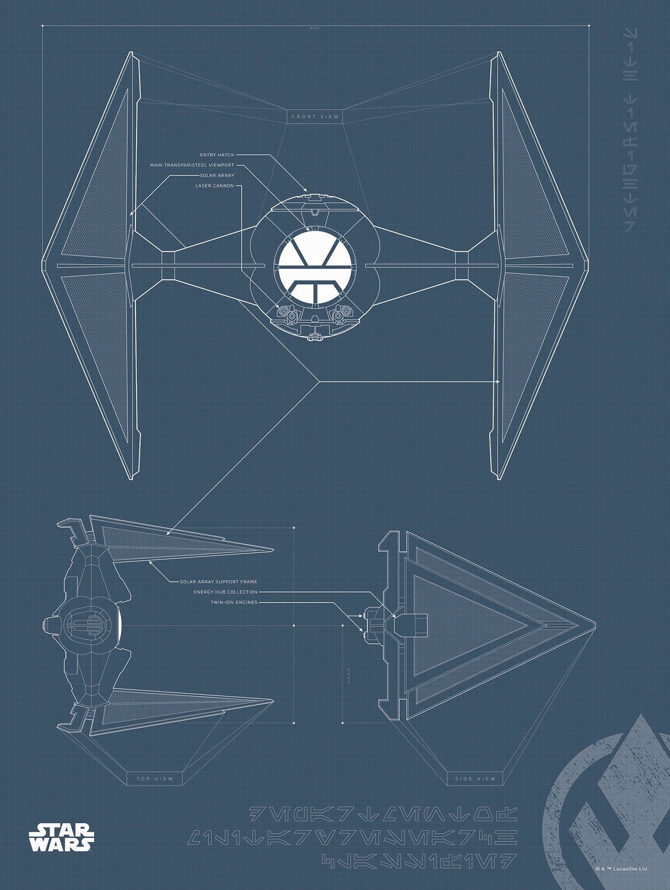 Komar Poster "Star Wars Blueprint Sith TIE-Fighter", Star Wars, (1 St.) von Komar