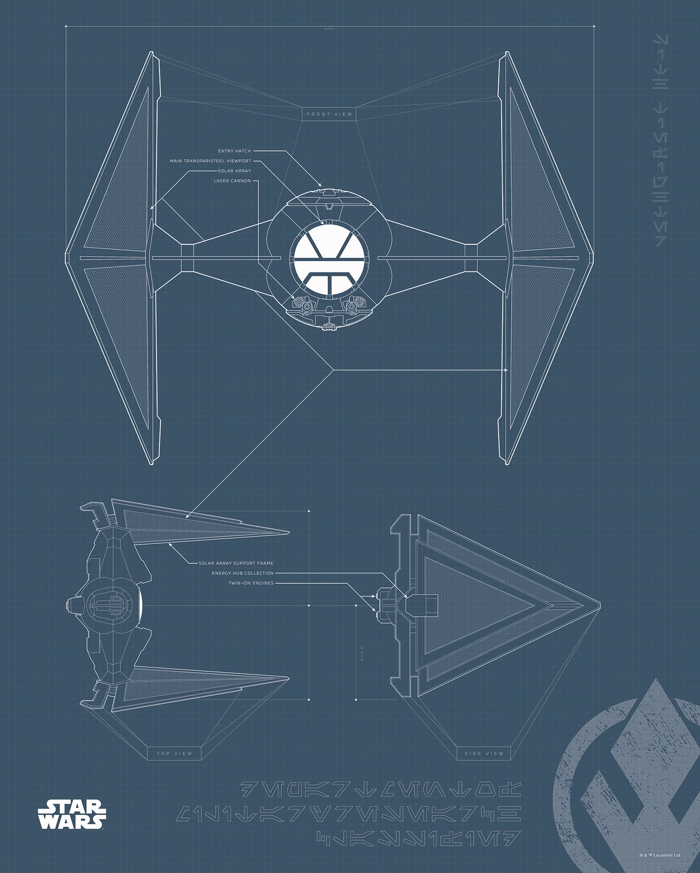 Komar Poster "Star Wars Blueprint Sith TIE-Fighter", Star Wars, (1 St.) von Komar