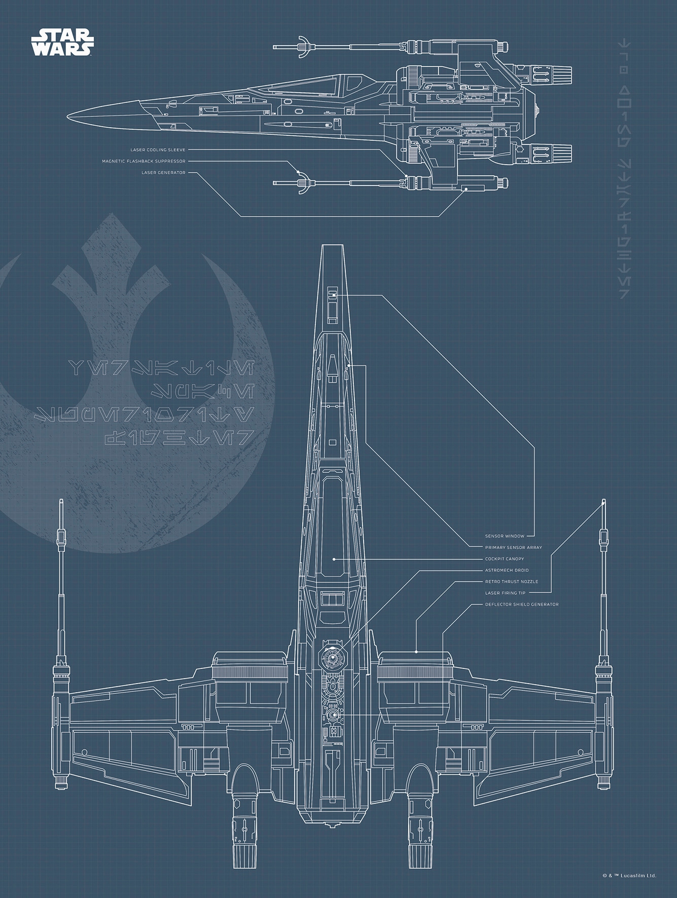 Komar Poster "Star Wars Blueprint X-Wing", Star Wars, (1 St.) von Komar