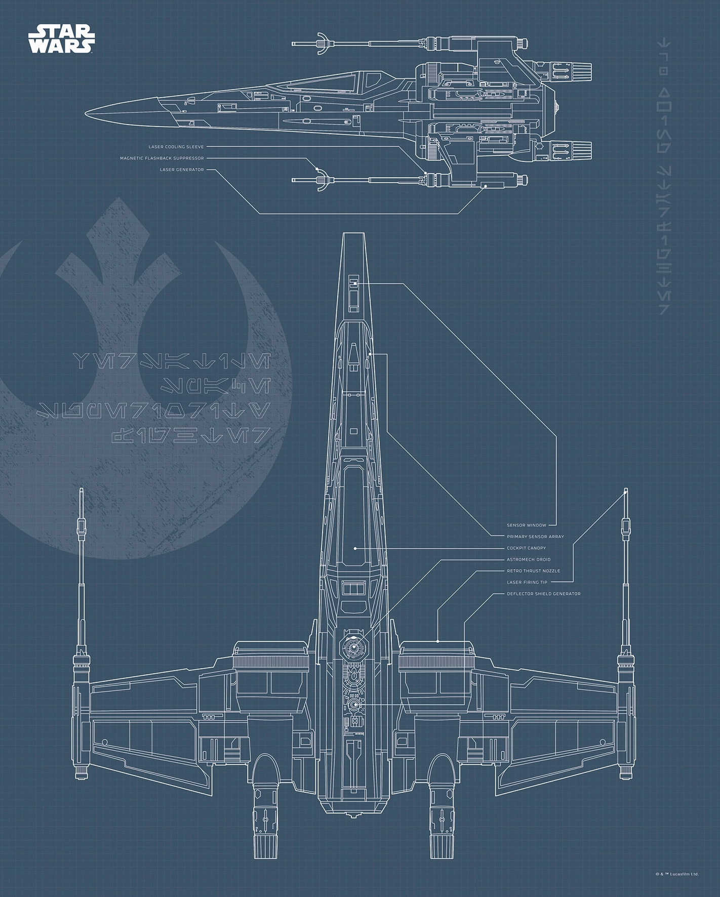 Komar Poster "Star Wars Blueprint X-Wing", Star Wars, (1 St.) von Komar