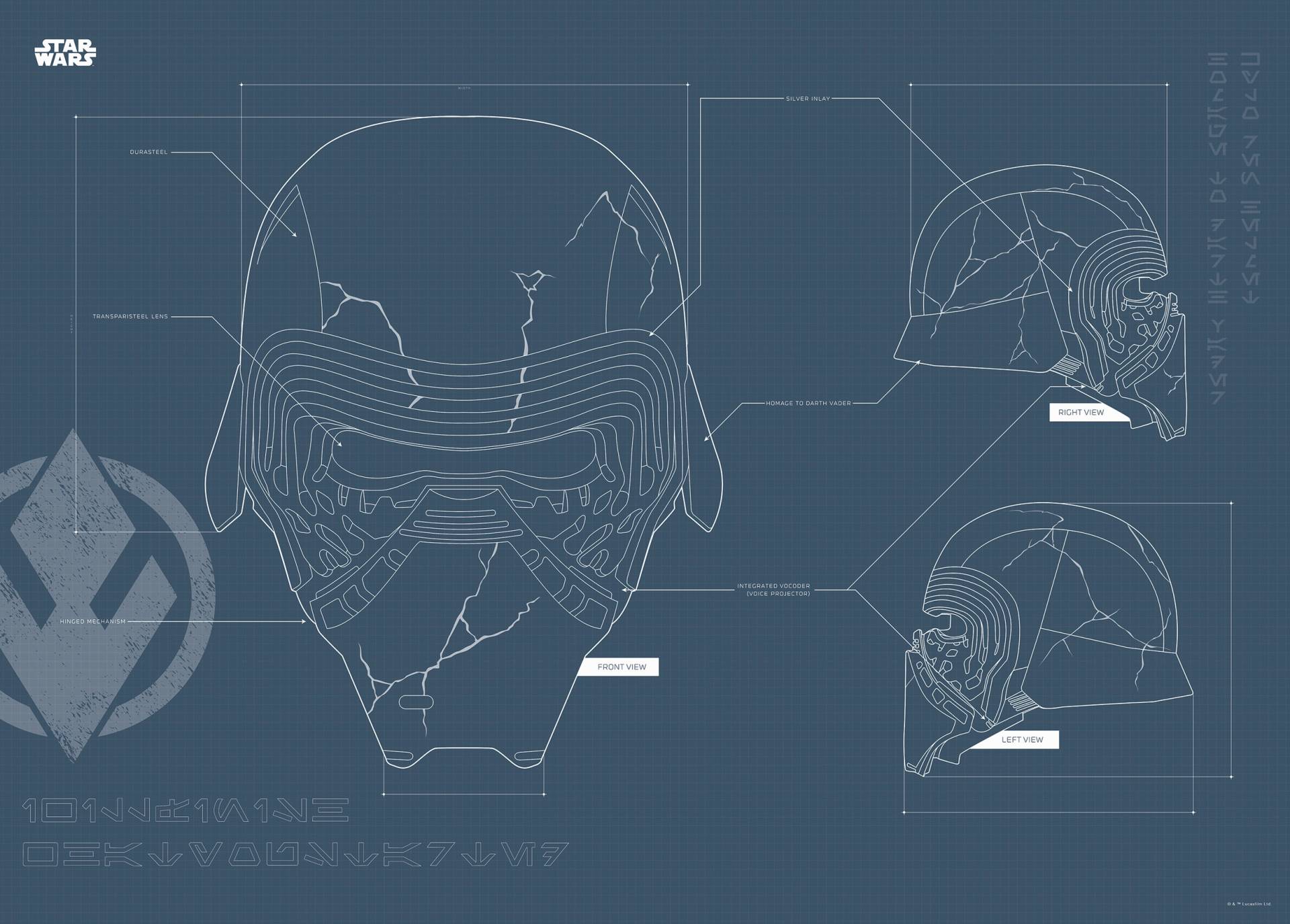 Komar Poster "Star Wars EP9 Blueprint Kylo Helmet", Star Wars, (1 St.) von Komar