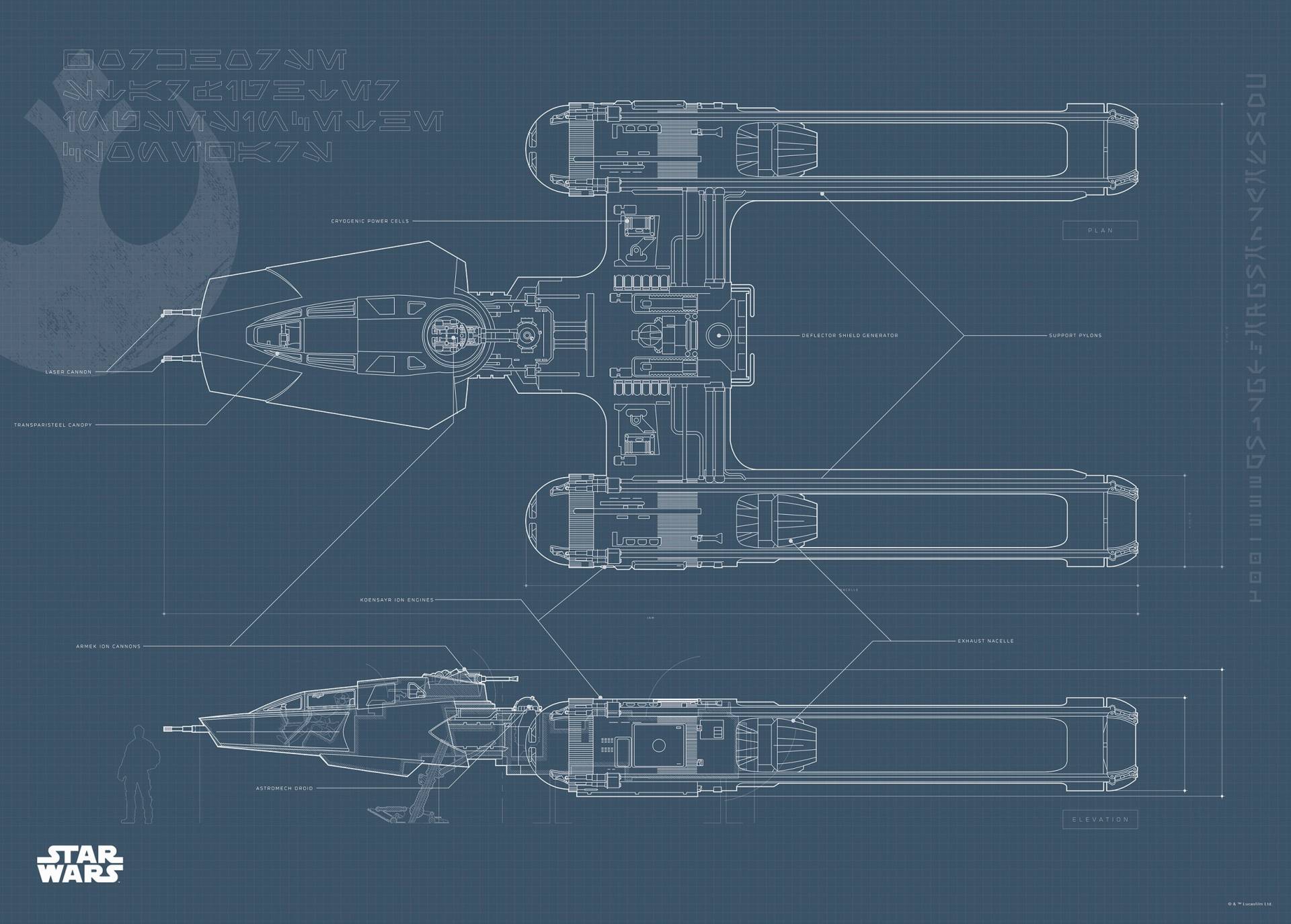 Komar Poster "Star Wars EP9 Blueprint Y-Wing", Star Wars, (1 St.) von Komar