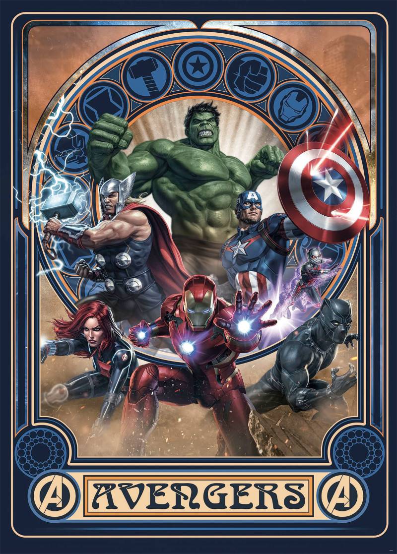 Komar Vliestapete "Digitaldruck Vlies - Avengers Ornament - Größe 200 x 280 cm" bedruckt glatt Kinderzimmer von Komar