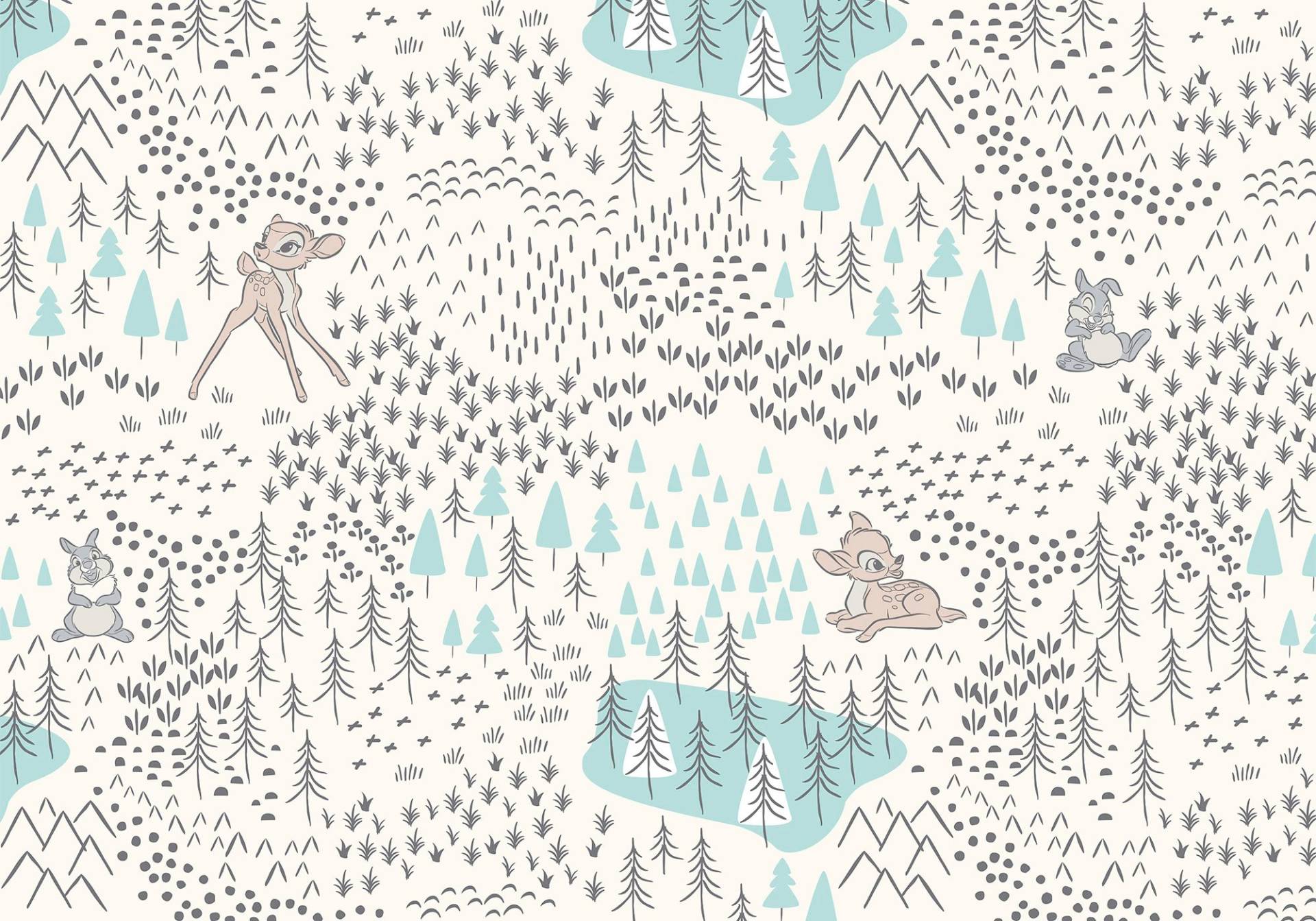 Komar Vliestapete "Digitaldruck Vlies - Bambi Woodland - Größe 400 x 280 cm" bedruckt glatt Kinderzimmer von Komar