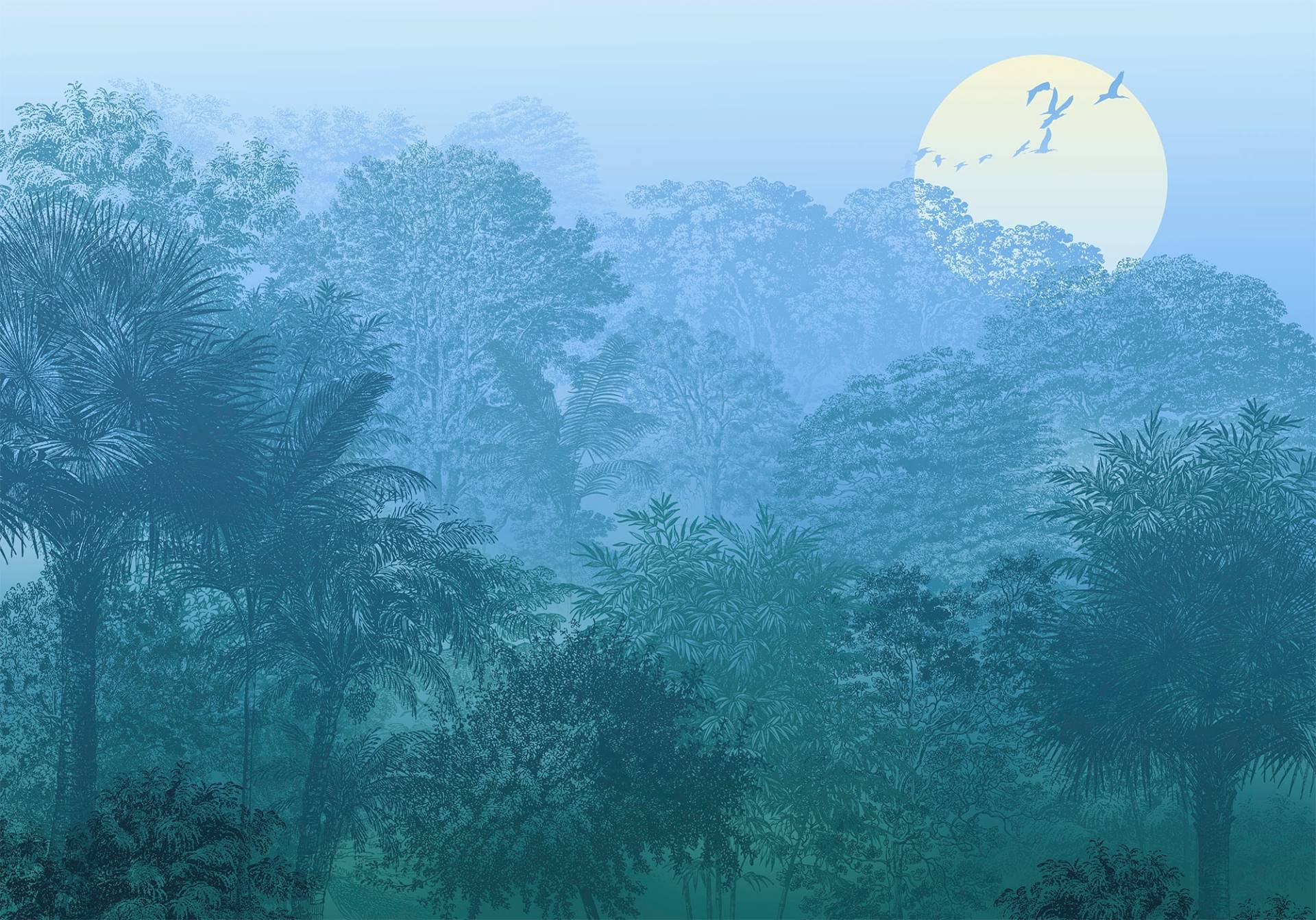 Komar Vliestapete "Digitaldruck Vlies - Deep in the Jungle - Größe 400 x 280 cm" bedruckt glatt Wohnzimmer, Schlafzimmer von Komar