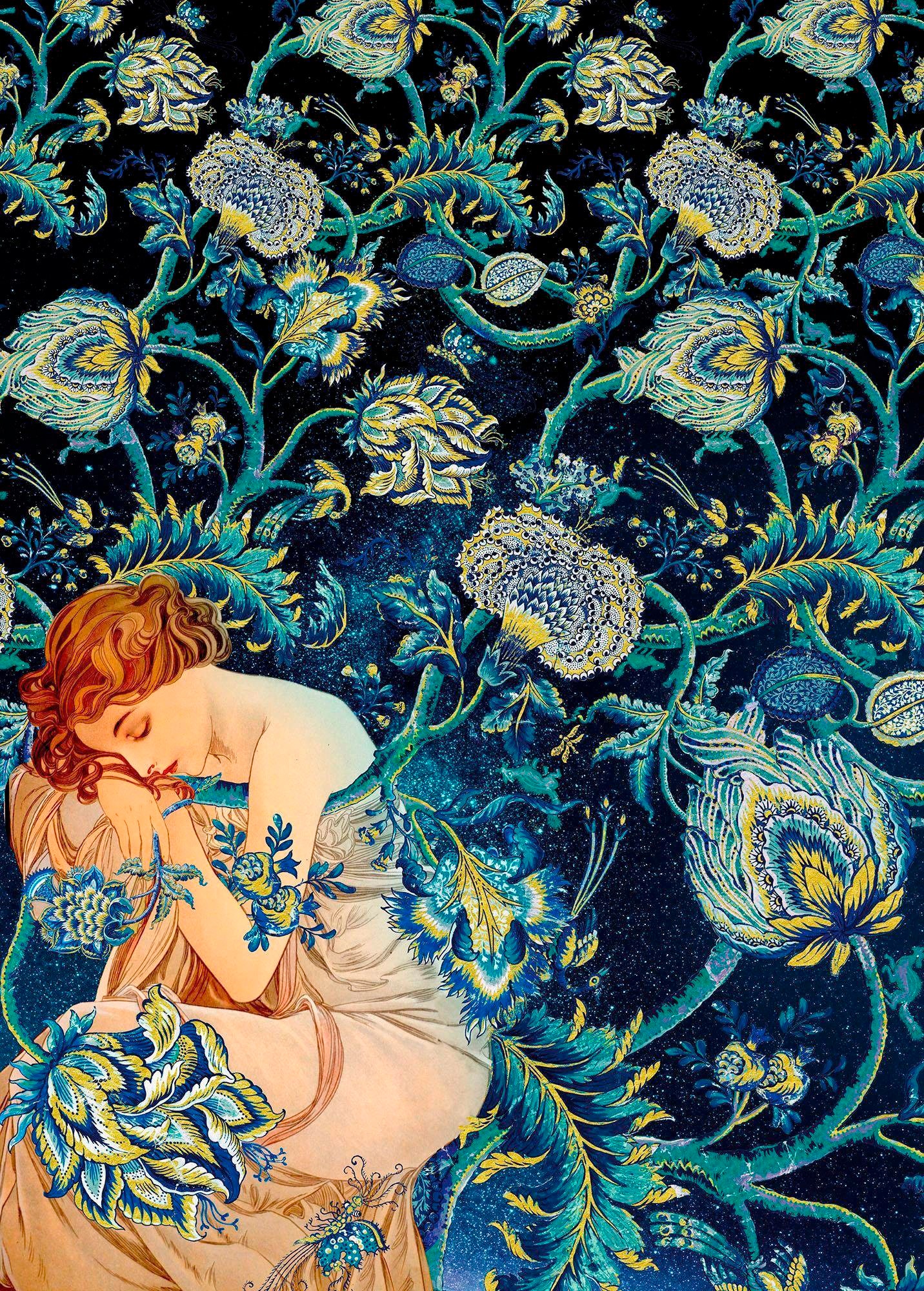 Komar Vliestapete "Digitaldruck Vlies - Femme dOr - Größe 200 x 280 cm" bedruckt glatt Wohnzimmer, Schlafzimmer von Komar