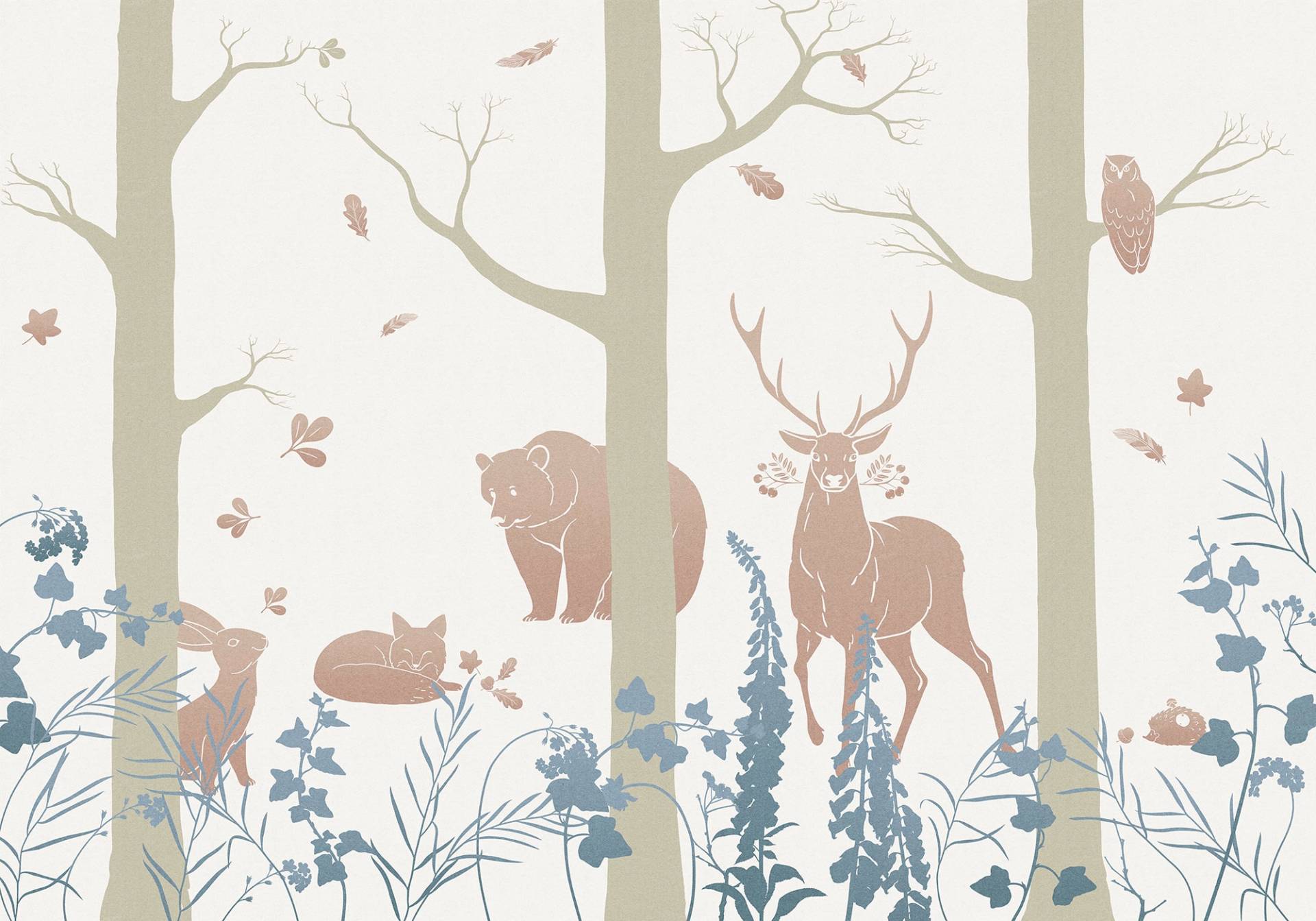 Komar Vliestapete "Digitaldruck Vlies - Forest Animals - Größe 400 x 280 cm" bedruckt glatt Wohnzimmer, Schlafzimmer von Komar