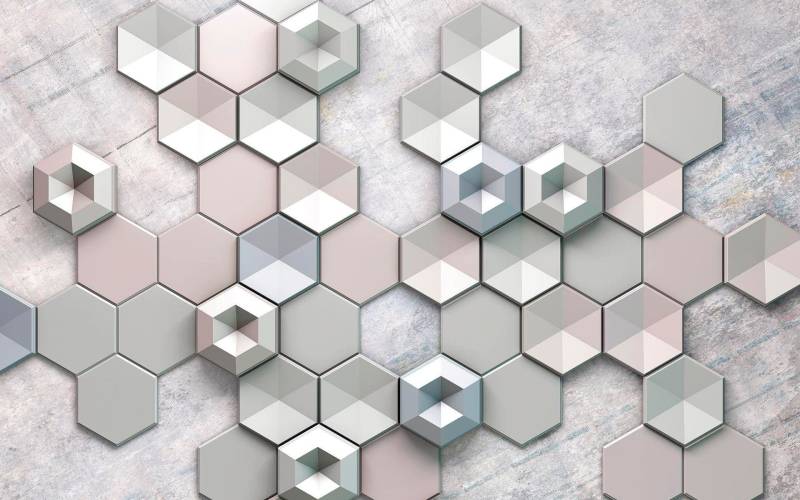 Komar Vliestapete "Digitaldruck Vlies - Hexagon Concrete - Größe 400 x 250 cm" bedruckt glatt Wohnzimmer, Schlafzimmer von Komar