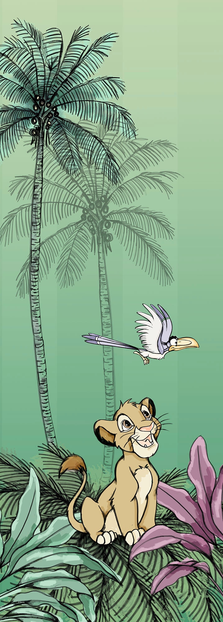 Komar Vliestapete "Digitaldruck Vlies - Jungle Simba - Größe 100 x 280 cm" bedruckt glatt Wohnzimmer, Schlafzimmer von Komar