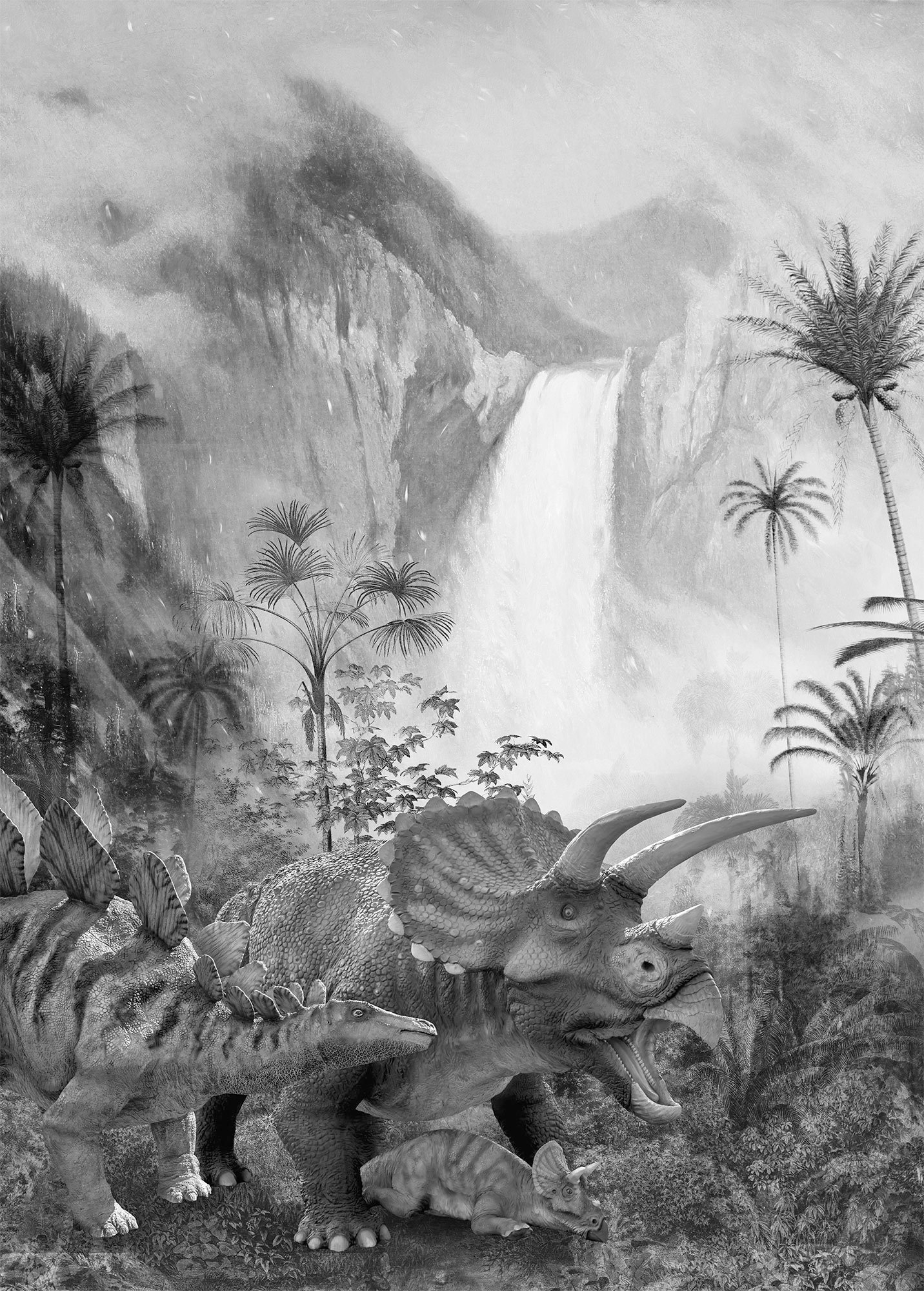 Komar Vliestapete "Digitaldruck Vlies - Jurassic Waterfall - Größe 200 x 280 cm" bedruckt glatt Kinderzimmer von Komar
