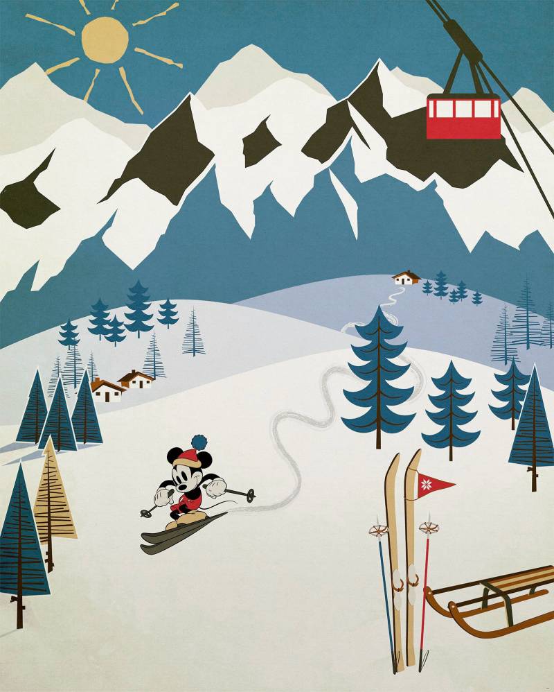 Komar Vliestapete "Digitaldruck Vlies - Mickey Alpine - Größe 200 x 250 cm" bedruckt glatt Kinderzimmer von Komar