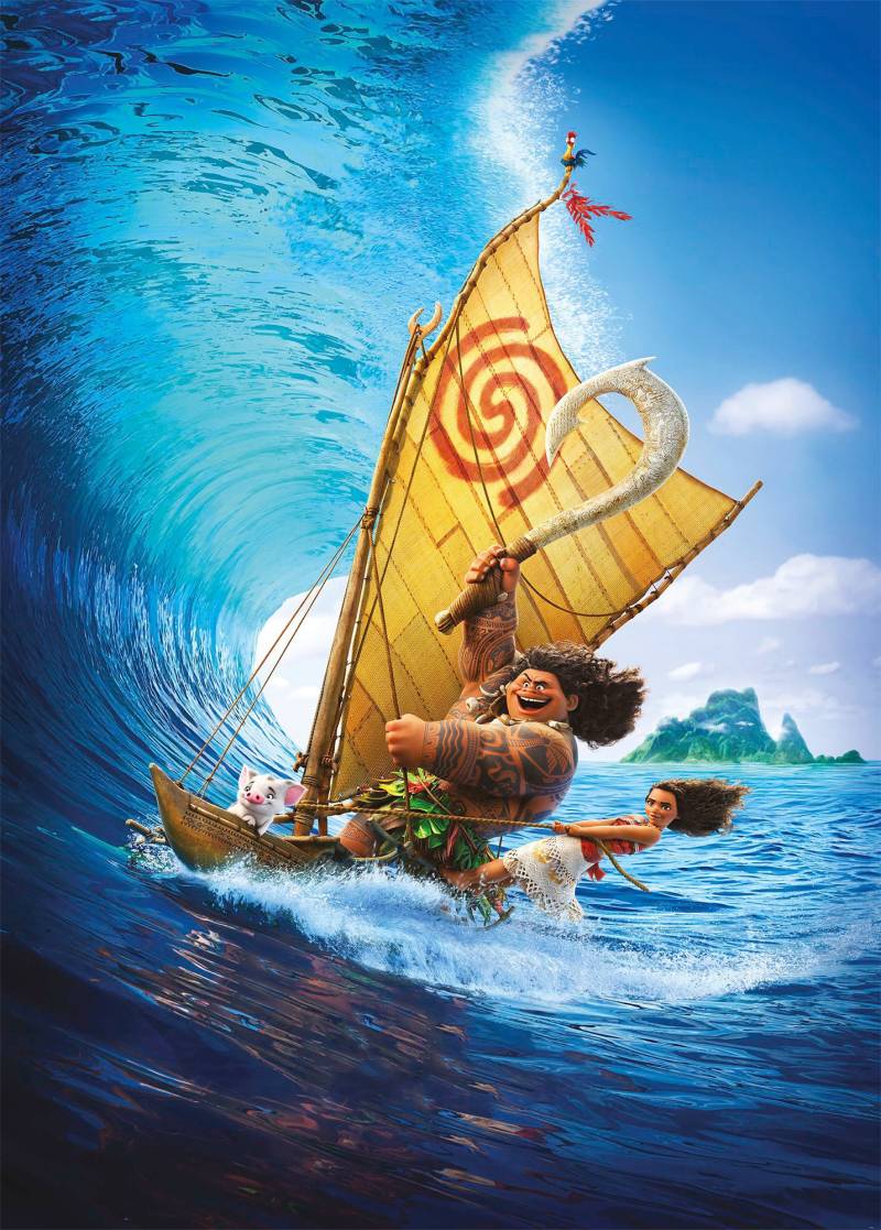 Komar Vliestapete "Digitaldruck Vlies - Moana Ride the Wave - Größe 200 x 280 cm" bedruckt glatt Kinderzimmer von Komar