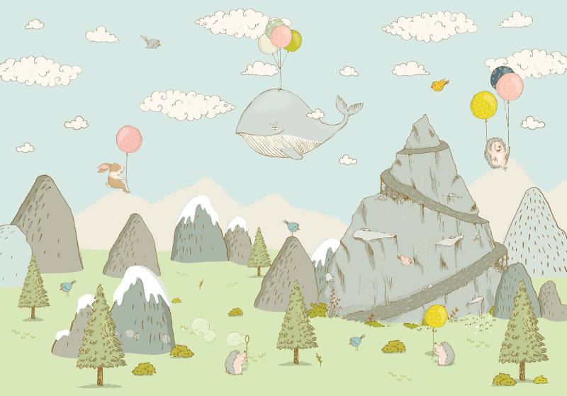 Komar Vliestapete "Digitaldruck Vlies - Mountain Traveler - Größe 400 x 280 cm" bedruckt glatt Kinderzimmer von Komar