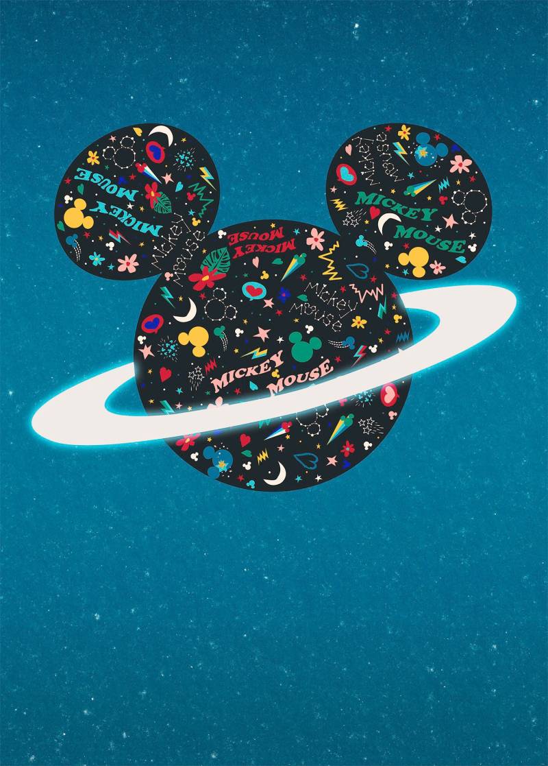 Komar Vliestapete "Digitaldruck Vlies - Planet Mickey - Größe 200 x 280 cm" bedruckt glatt Kinderzimmer von Komar