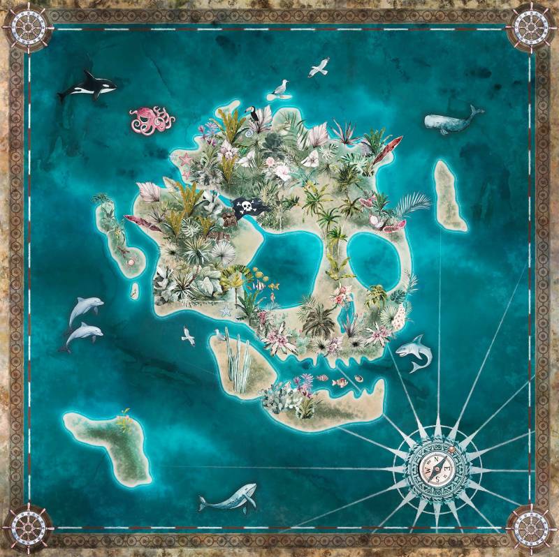 Komar Vliestapete "Digitaldruck Vlies - Skull Island - Größe 250 x 250 cm" bedruckt glatt Kinderzimmer von Komar
