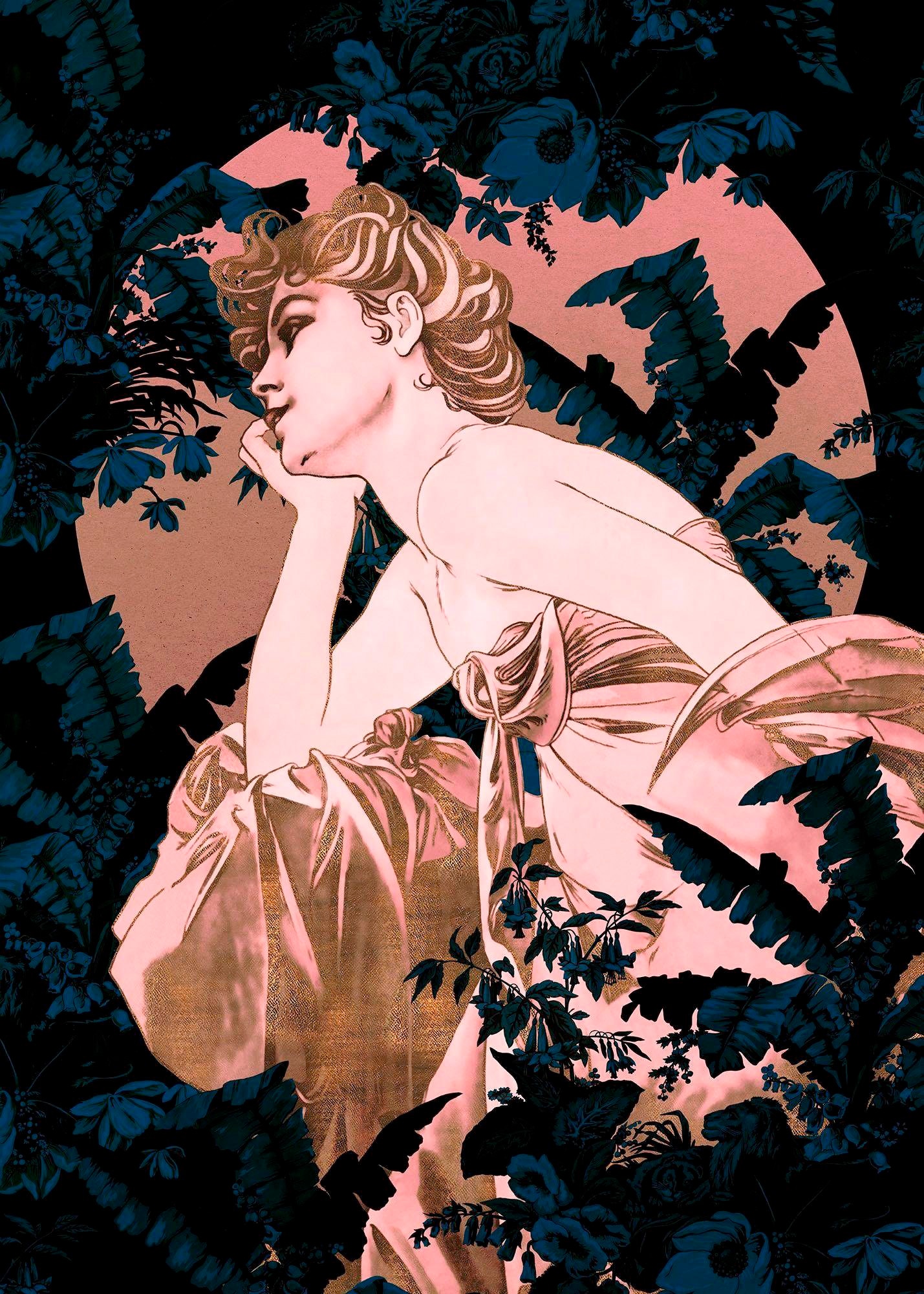 Komar Vliestapete "Digitaldruck Vlies - Songes Bleu - Größe 200 x 280 cm" bedruckt glatt Wohnzimmer, Schlafzimmer von Komar