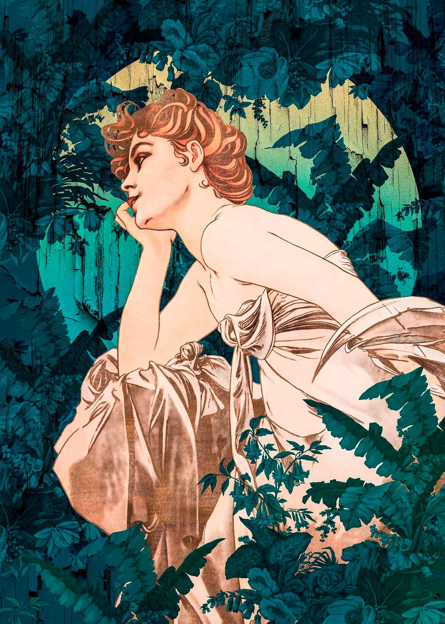 Komar Vliestapete "Digitaldruck Vlies - Songes Vert - Größe 200 x 280 cm" bedruckt glatt Wohnzimmer, Schlafzimmer von Komar