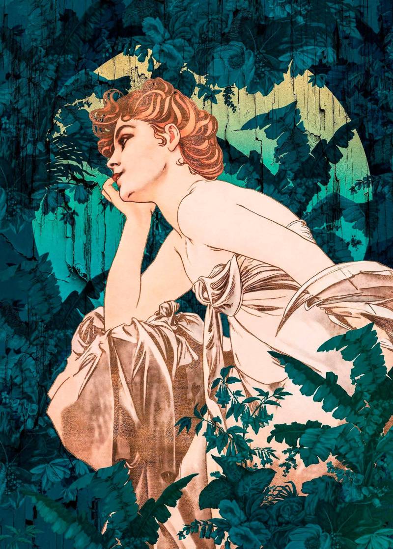 Komar Vliestapete "Digitaldruck Vlies - Songes Vert - Größe 200 x 280 cm" bedruckt glatt Wohnzimmer, Schlafzimmer von Komar