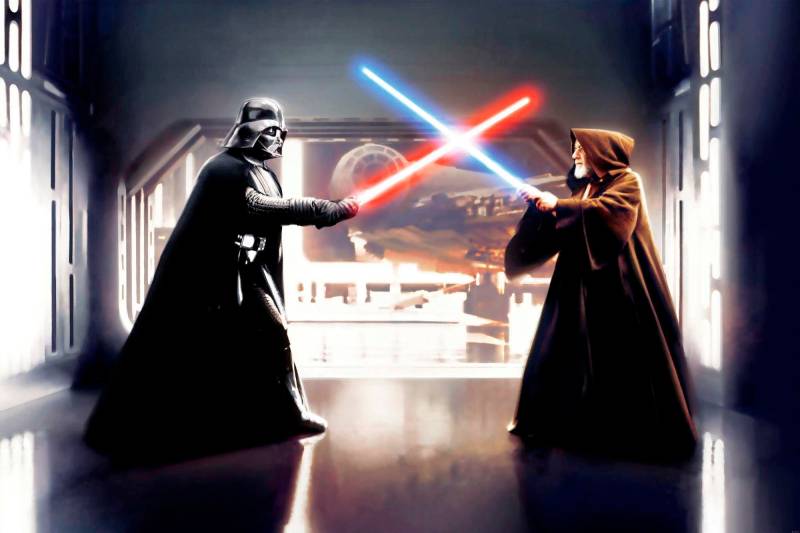 Komar Vliestapete "Digitaldruck Vlies - Star Wars Vader vs. Kenobi - Größe 300 x 200 cm" bedruckt glatt Kinderzimmer von Komar