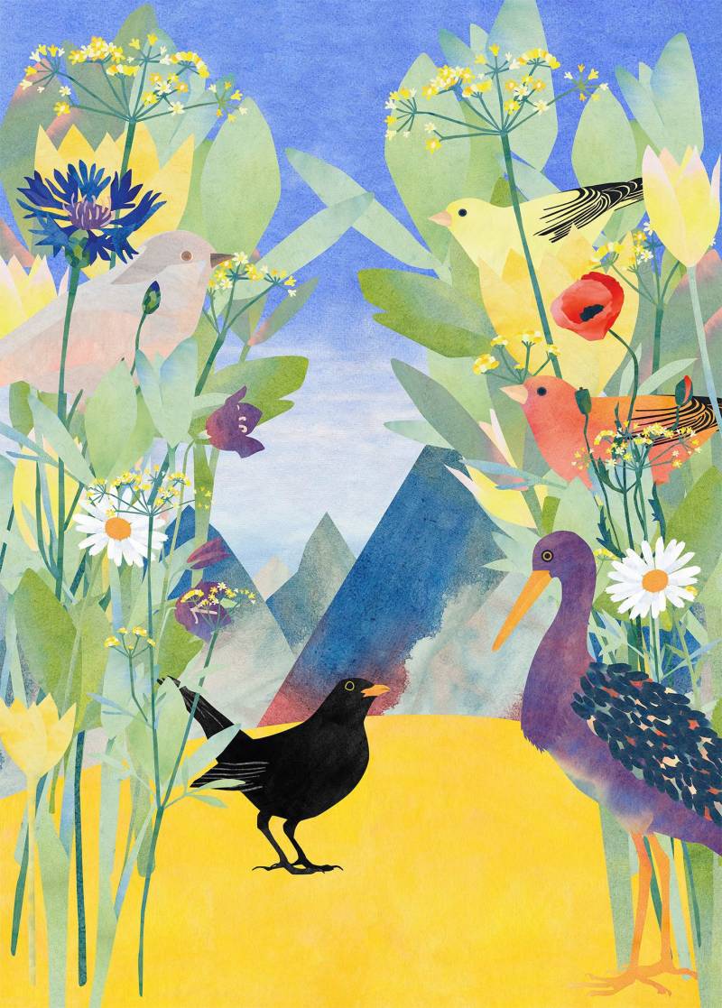 Komar Vliestapete "Digitaldruck Vlies - Twittering - Größe 200 x 280 cm" bedruckt glatt Kinderzimmer von Komar