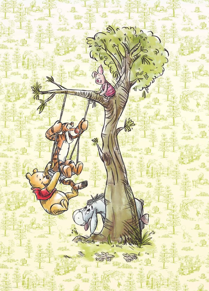 Komar Vliestapete "Digitaldruck Vlies - Winnie the Pooh in the Wood - Größe 200 x 280 cm" bedruckt glatt Kinderzimmer von Komar