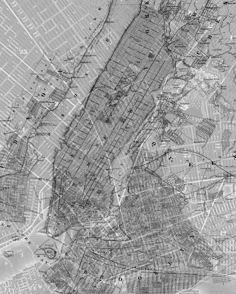 Komar Vliestapete "Digitaldruck Vlies - NYC Map - Größe 200 x 250 cm", bedruckt, Wohnzimmer, Schlafzimmer von Komar