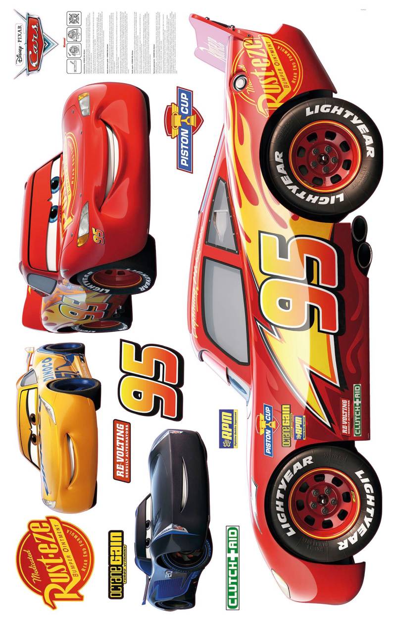 Komar Vliestapete "Selbstklebende Vlies - Cars XXL - Größe 127 x 200 cm" bedruckt glatt Kinderzimmer von Komar