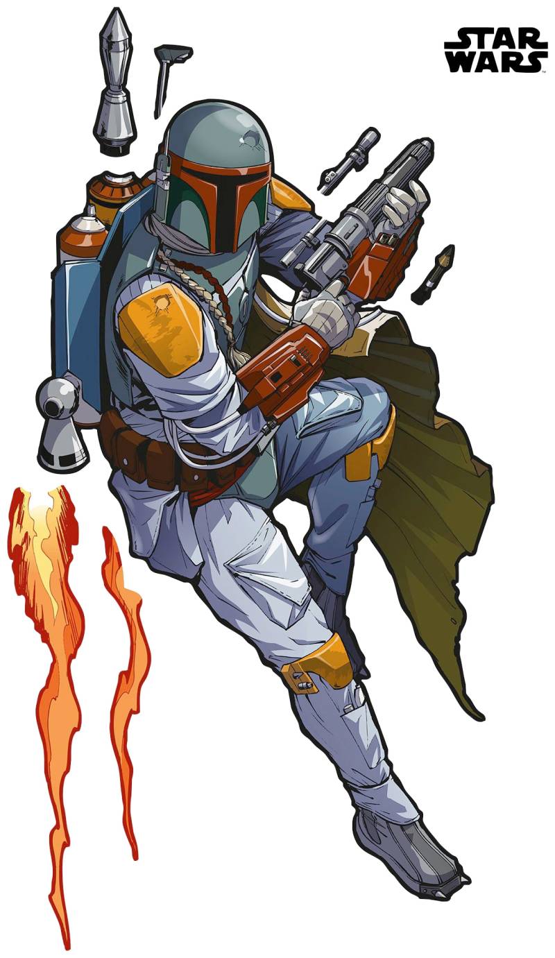 Komar Vliestapete "Selbstklebende Vlies - Star Wars XXL Boba Fett - Größe 127 x 200 cm" bedruckt glatt Kinderzimmer von Komar