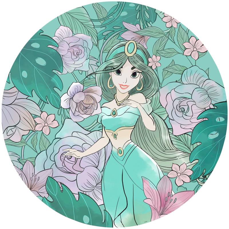 Komar Vliestapete "Vlies selbstklebend - Jasmin Elegant Mint - Größe 125 x 125 cm" bedruckt glatt Kinderzimmer von Komar