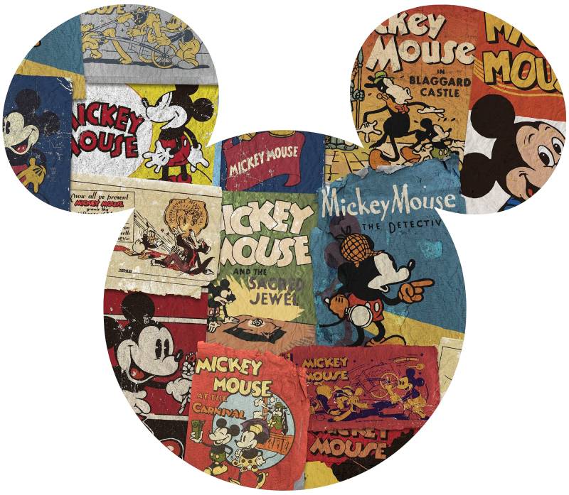 Komar Vliestapete "Vlies selbstklebend - Mickey Head Billboard - Größe 125 x 125 cm" bedruckt glatt Kinderzimmer von Komar