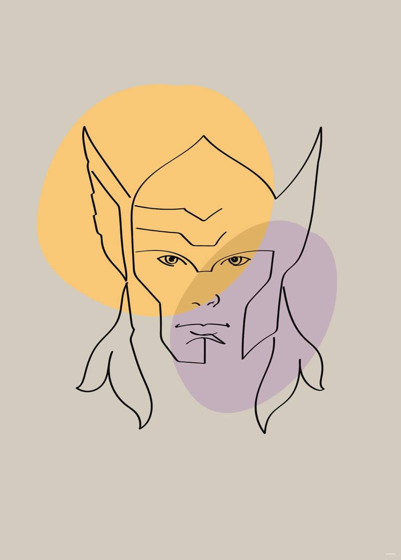 Komar Bild "Soulful Sanctuary Thor Head" Natur 1 Stk. tlg. Wandbild zur Dekoration im Kinderzimmer - ohne Rahmen von Komar