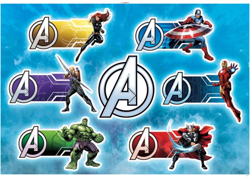 Komar Wandtattoo "Avengers Plates - Größe 100 x 70 cm" selbstklebend, Wandsticker, Kinderzimmer von Komar