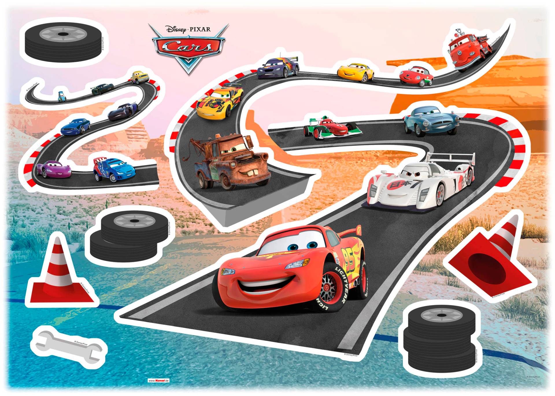 Komar Wandtattoo "Cars Track - Größe 50 x 70 cm" selbstklebend, Wandsticker, Kinderzimmer von Komar
