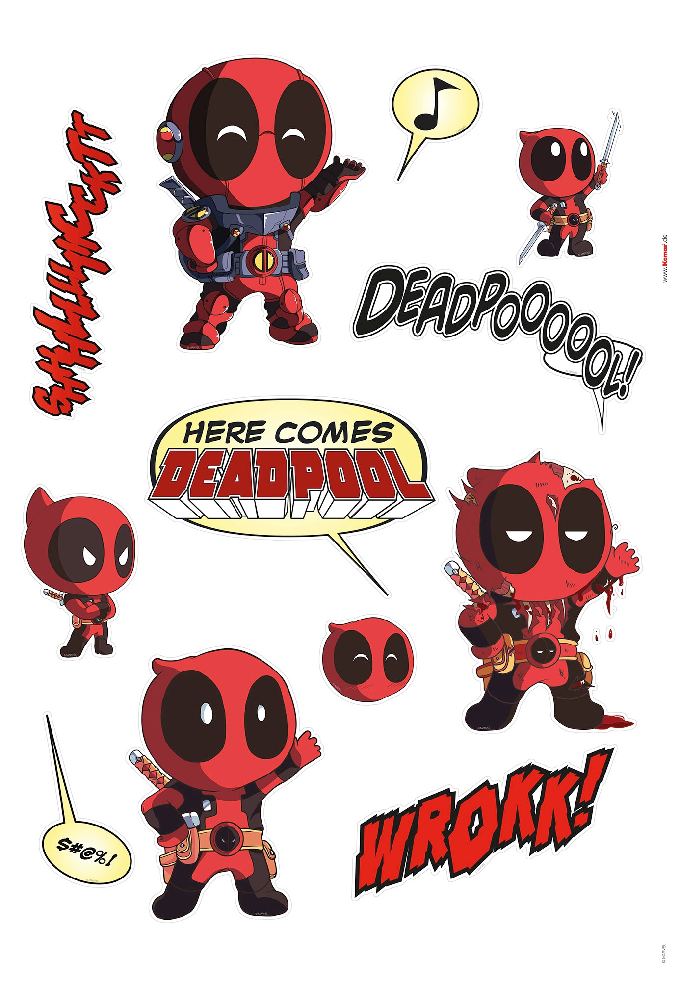 Komar Wandtattoo "Deadpool Cute - Größe 50 x 70 cm" selbstklebend, Wandsticker, Kinderzimmer von Komar