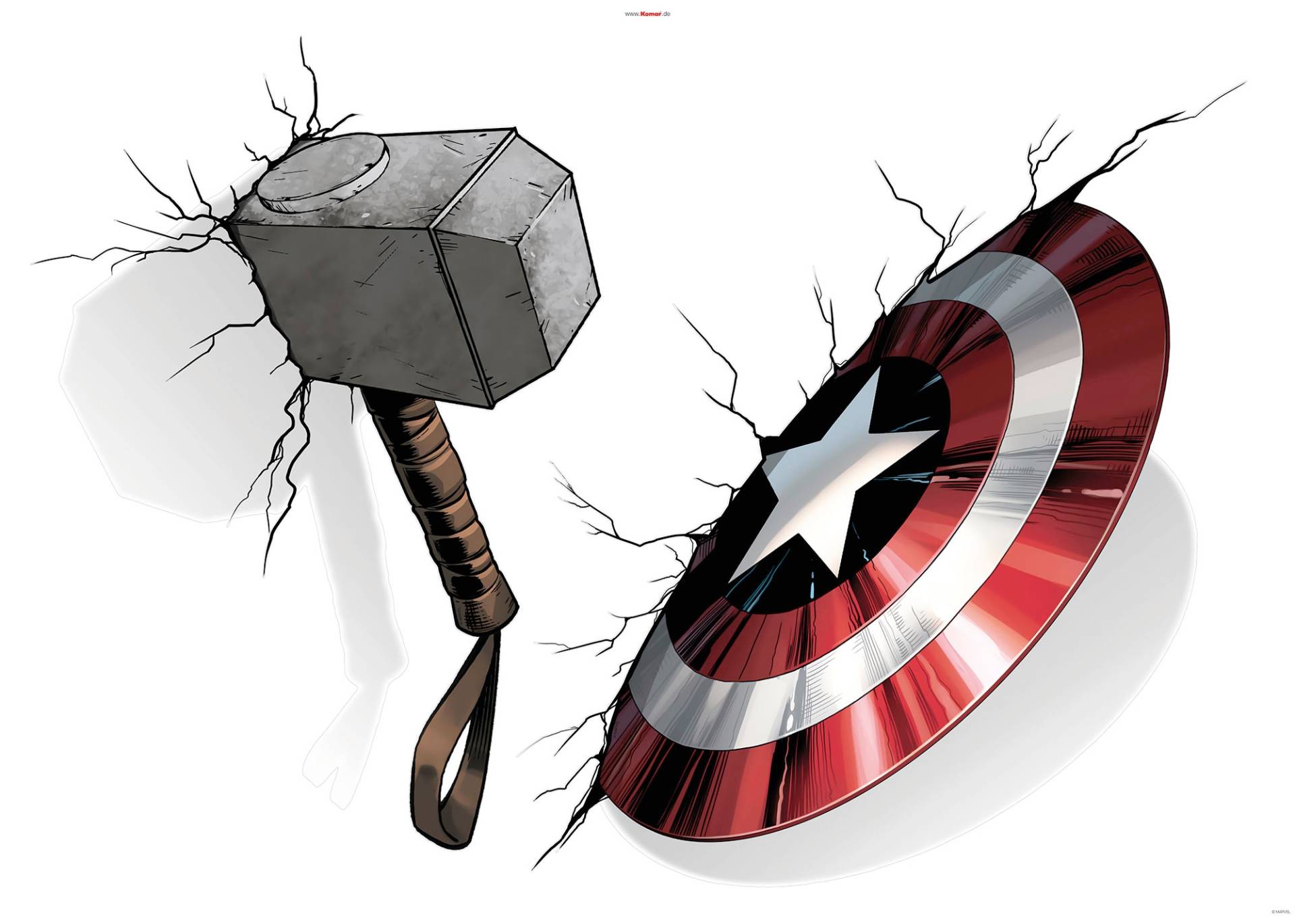 Komar Wandtattoo "Avengers Hammer & Shield", (4 St.) von Komar