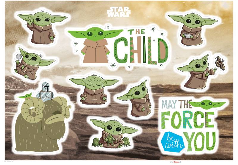 Komar Wandtattoo "Mandalorian Founding Grogu - Größe 50 x 70 cm" selbstklebend, Wandsticker, Kinderzimmer von Komar