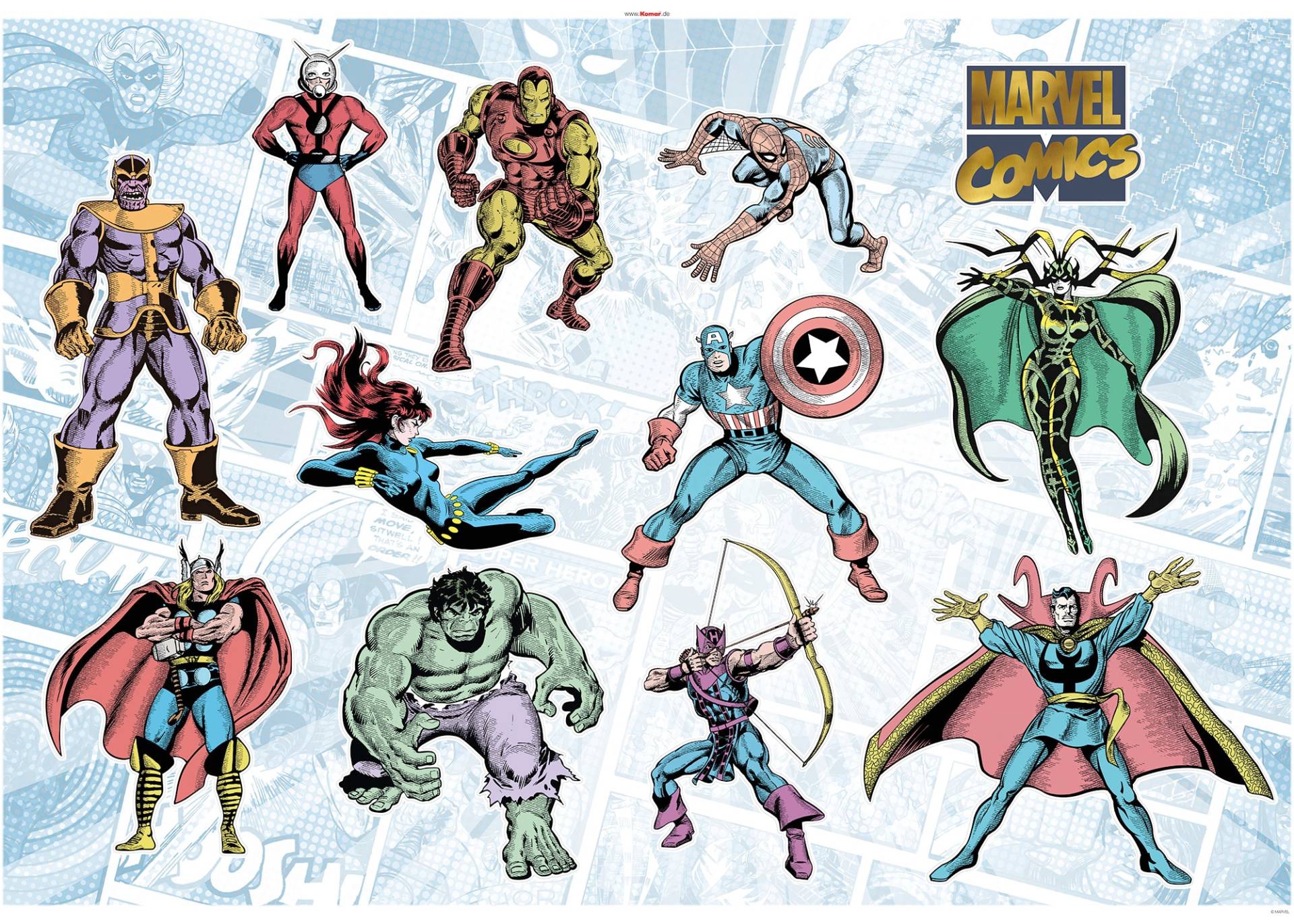 Komar Wandtattoo "Marvel Comics Collection - Größe 100 x 70 cm" selbstklebend, Wandsticker, Kinderzimmer von Komar