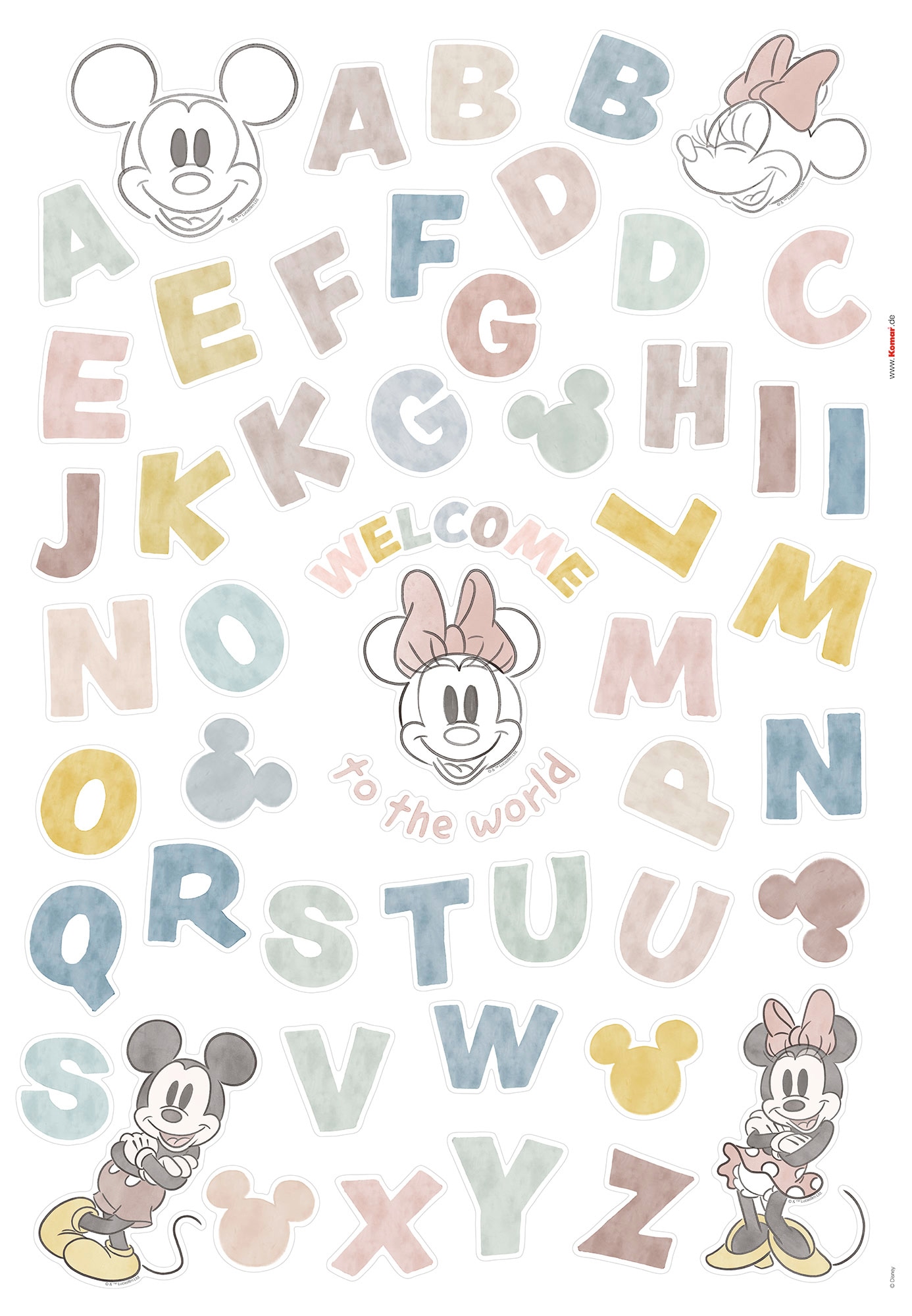 Komar Wandtattoo "Mickey Alphabet - Größe 50 x 70 cm" selbstklebend, Wandsticker, Kinderzimmer von Komar