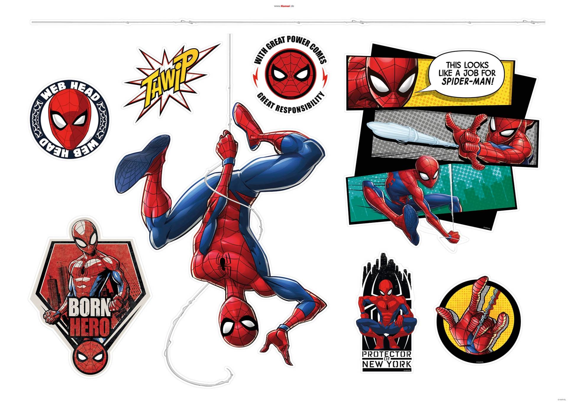 Komar Wandtattoo "Spider-Man Web Head - Größe 100 x 70 cm" selbstklebend, Wandsticker, Kinderzimmer von Komar