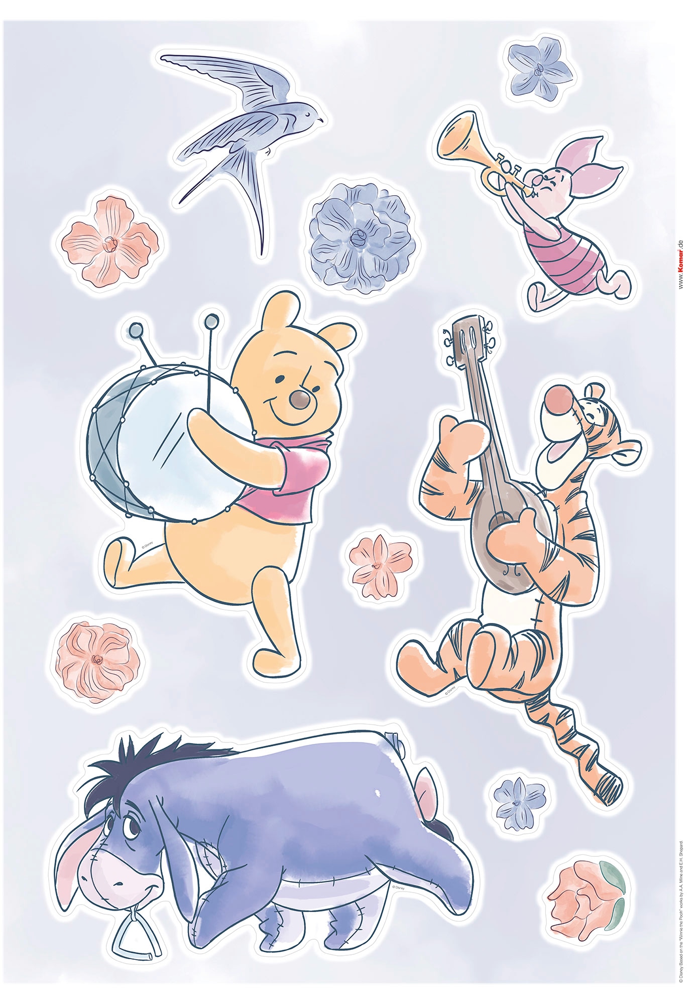 Komar Wandtattoo "Winnie the Pooh - Flowers & Music - Größe 50 x 70 cm" selbstklebend, Wandsticker, Kinderzimmer von Komar