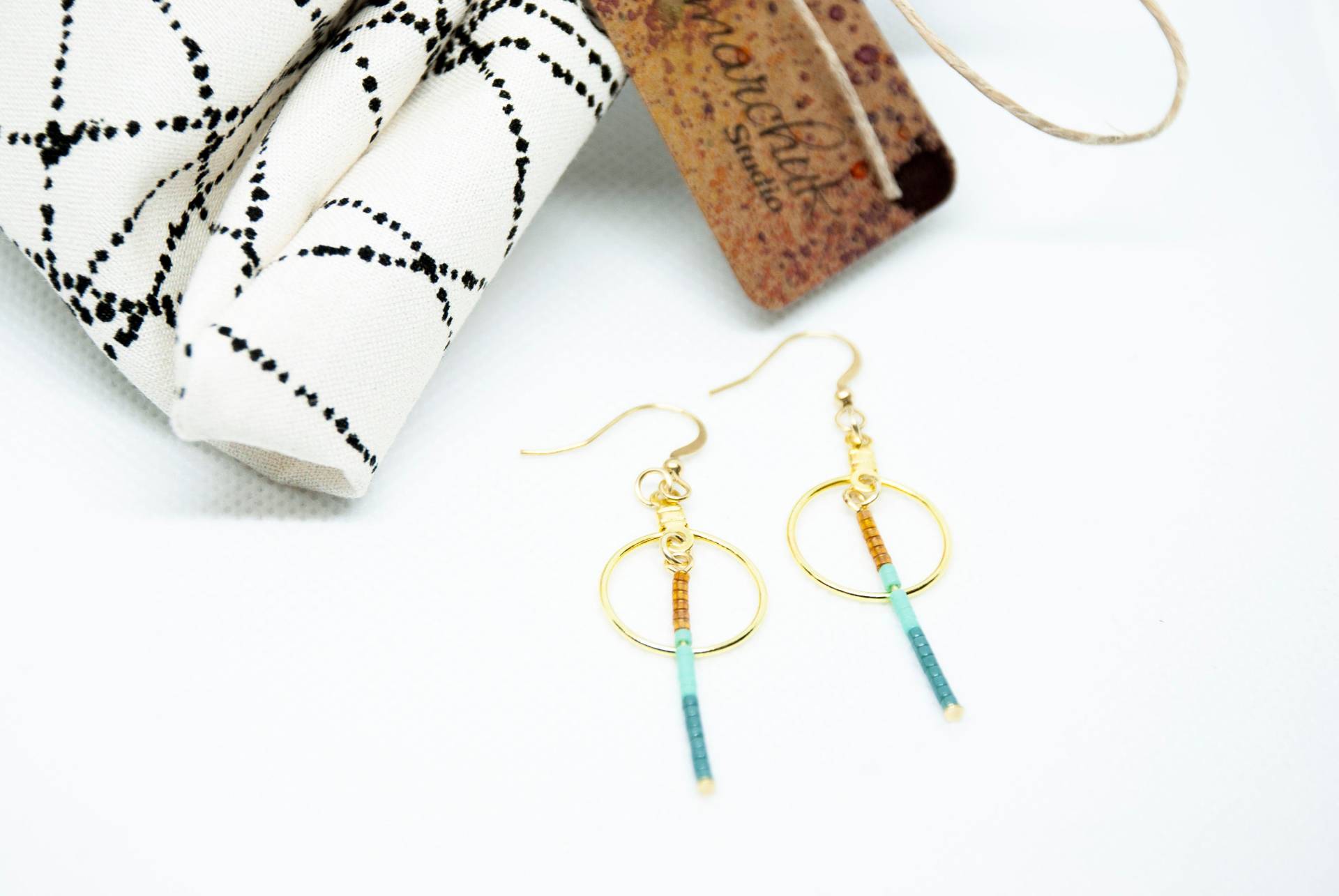 Gold Und Blau Baumseider Ohrringe Gold Und Blau Baumseider Ohrringe von KomarchukStudio