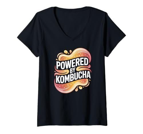 Damen Bereitgestellt von Kombucha Enthusiast Fun Vibes T-Shirt mit V-Ausschnitt von Kombucha Lover Energy Wellness Enthusiasts