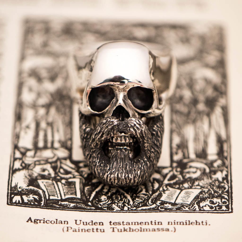 sterling Silber Bärtiger Totenkopf Ring. Ring Für Männer. Bart-Totenkopf-Ring. Cooler Herrenring. Oldtimer Hipster. Mit Bart sterling Silber Bärtiger Totenkopf Ring. Ring Für Männer. Bart-Totenkopf-Ring. Cooler Herrenring. Oldtimer Hipster. Mit Bart von KomeetJewelry