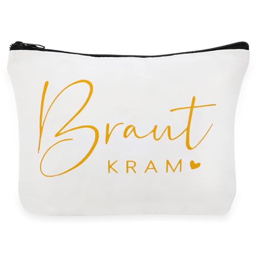 Braut Kosmetiktasche, Ästhetische Schminktasche, Canvas Kosmetikbeutel mit Reißverschluss, Make up Tasche Braut Accessoires, Braut Geschenke für Frauen zu Brautparty, JGA & Hochzeit von Komergave
