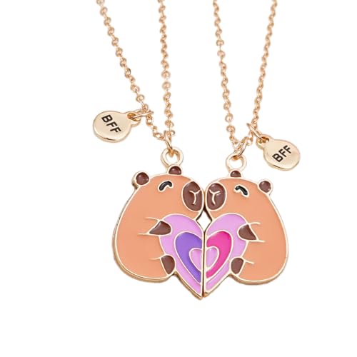 Komergave 2 Pcs Capybara Freundschaftskette, Beste Freundinnen Set, Freundschaftsketten für 2 Mädchen mit Capybara Motiven, Stylische Daily Accessoire für Beste Freunde Geburtstag Geschenk von Komergave