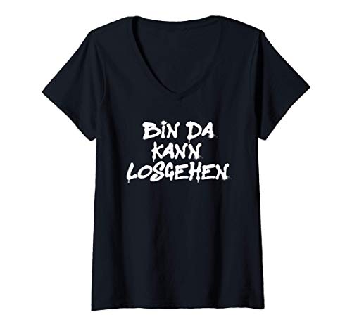 Damen Bin da kann losgehen T-Shirt mit V-Ausschnitt Damen Bin da kann losgehen T-Shirt mit V-Ausschnitt von Komisch bin da kann losgehen
