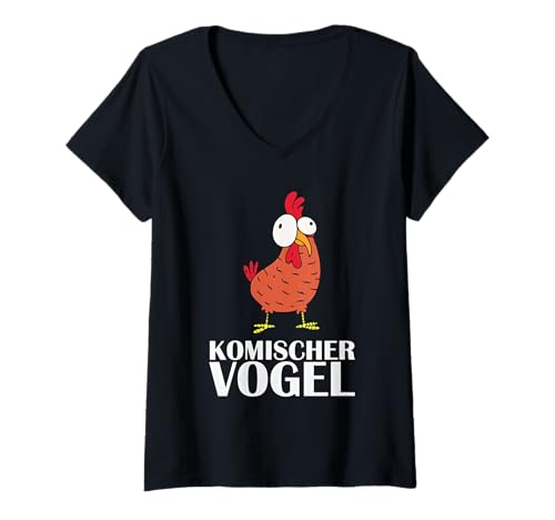 Damen Komischer Vogel lustiger spruch T-Shirt mit V-Ausschnitt Damen Komischer Vogel lustiger spruch T-Shirt mit V-Ausschnitt von Komischer Vogel