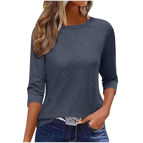 3/4 Arm Tshirt Damen Sommer Basic T-Shirts Baumwolle Shirt Rundhals Pullover Elegant Einfarbige Oberteile Lässige Locker Bluse Leicht Tunika Tops Stretch Longbluse für Frauen Slim Fit Damenblusen 3/4 Arm Tshirt Damen Sommer Basic T-Shirts Baumwolle Shirt Rundhals Pullover Elegant Einfarbige Oberteile Lässige Locker Bluse Leicht Tunika Tops Stretch Longbluse für Frauen Slim Fit Damenblusen von Komiseup